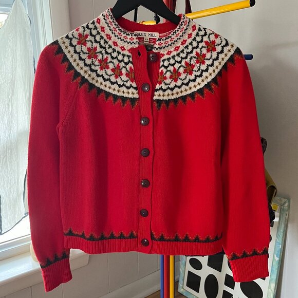 Alex Mill Hilde Fair Isle Cadigan - Flame Multi - Picture 3 of 4